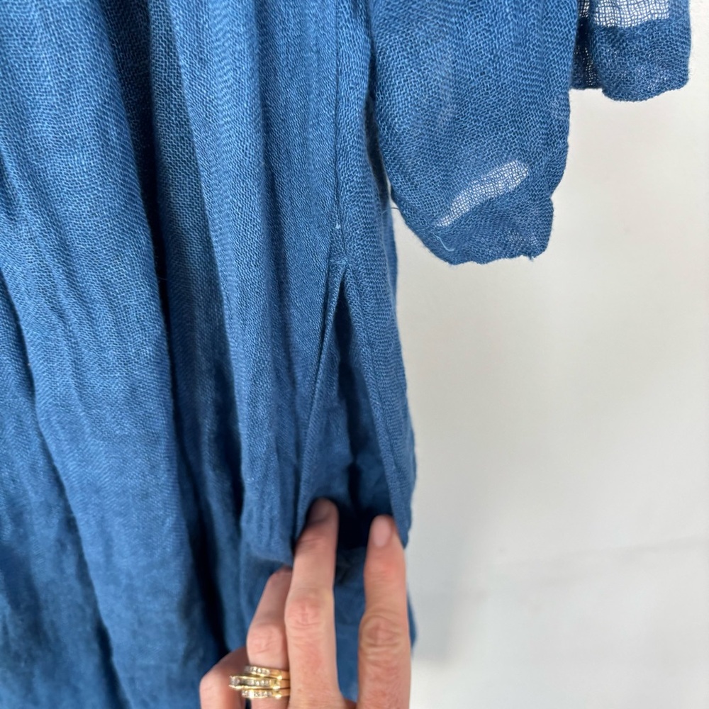 Sundance Indigo Blue Midi Gauze Wrap Dress - Picture 4 of 12